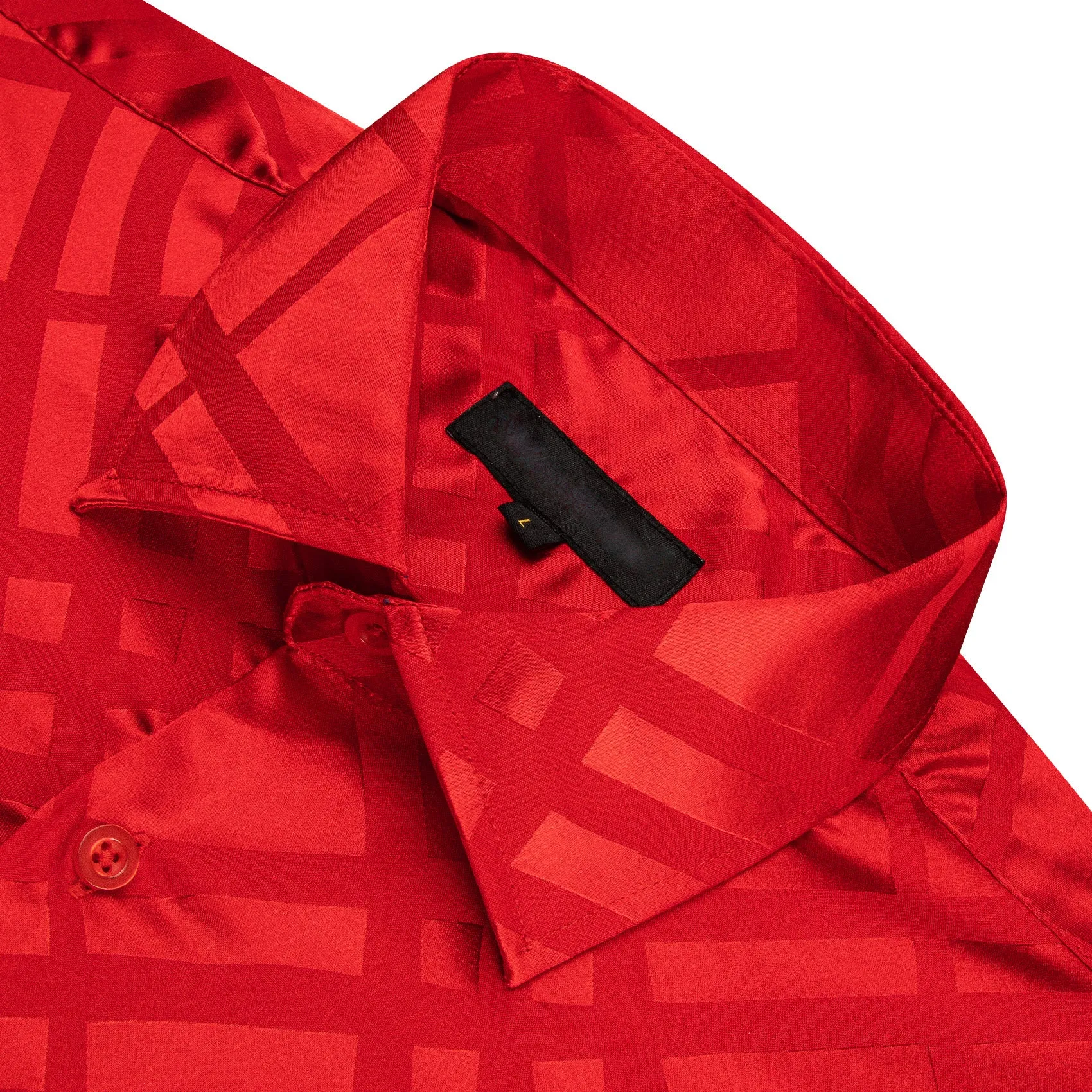 Red Plaid Silk Men's Long Sleeve Shirt