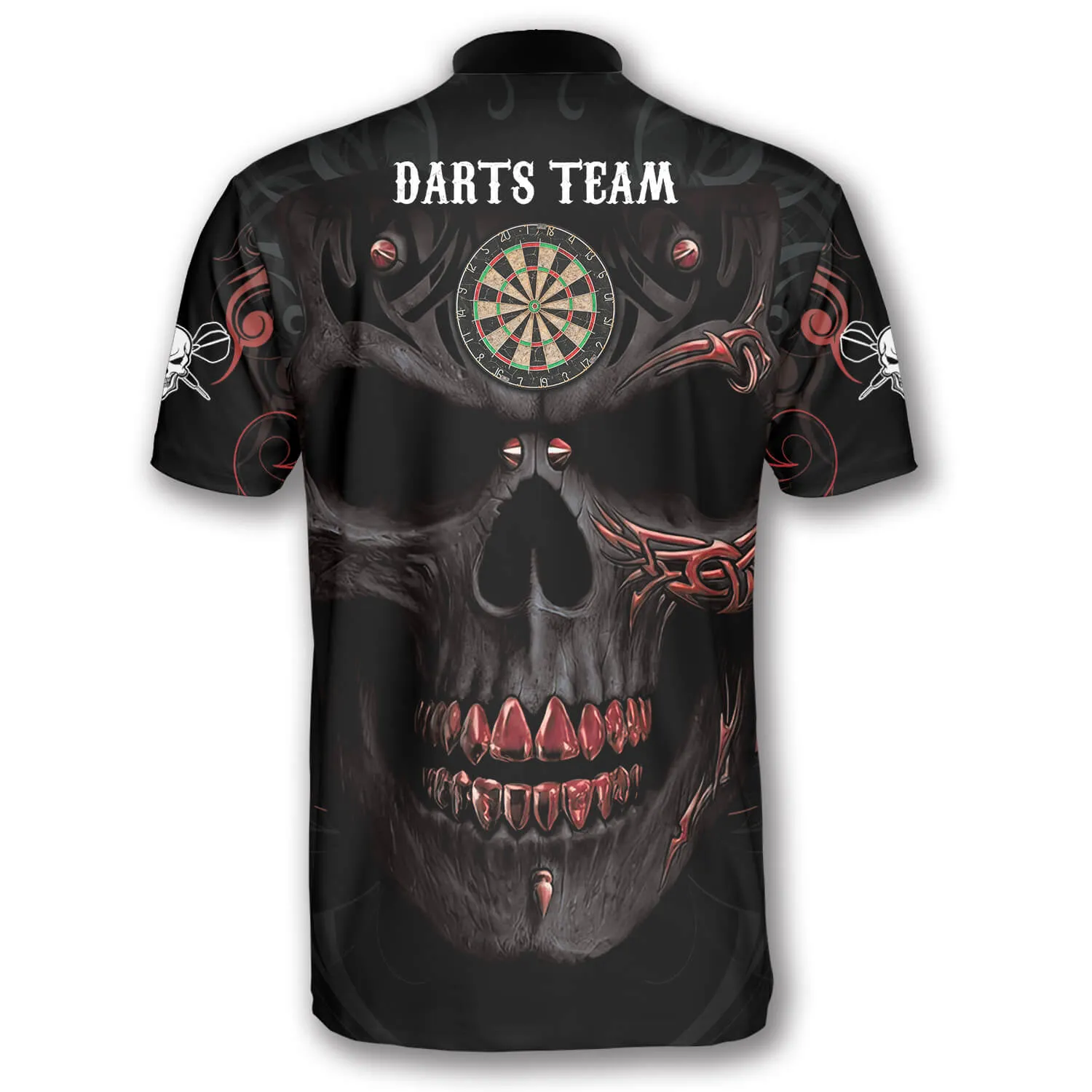 Red Skull Smoke Tribal Pattern Custom Darts Jerseys for Men, Gift for Dart Lovers