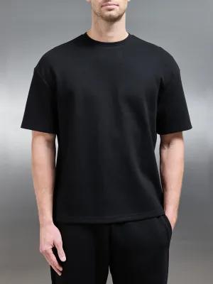 Relaxed Fit Knitted T-Shirt in Black