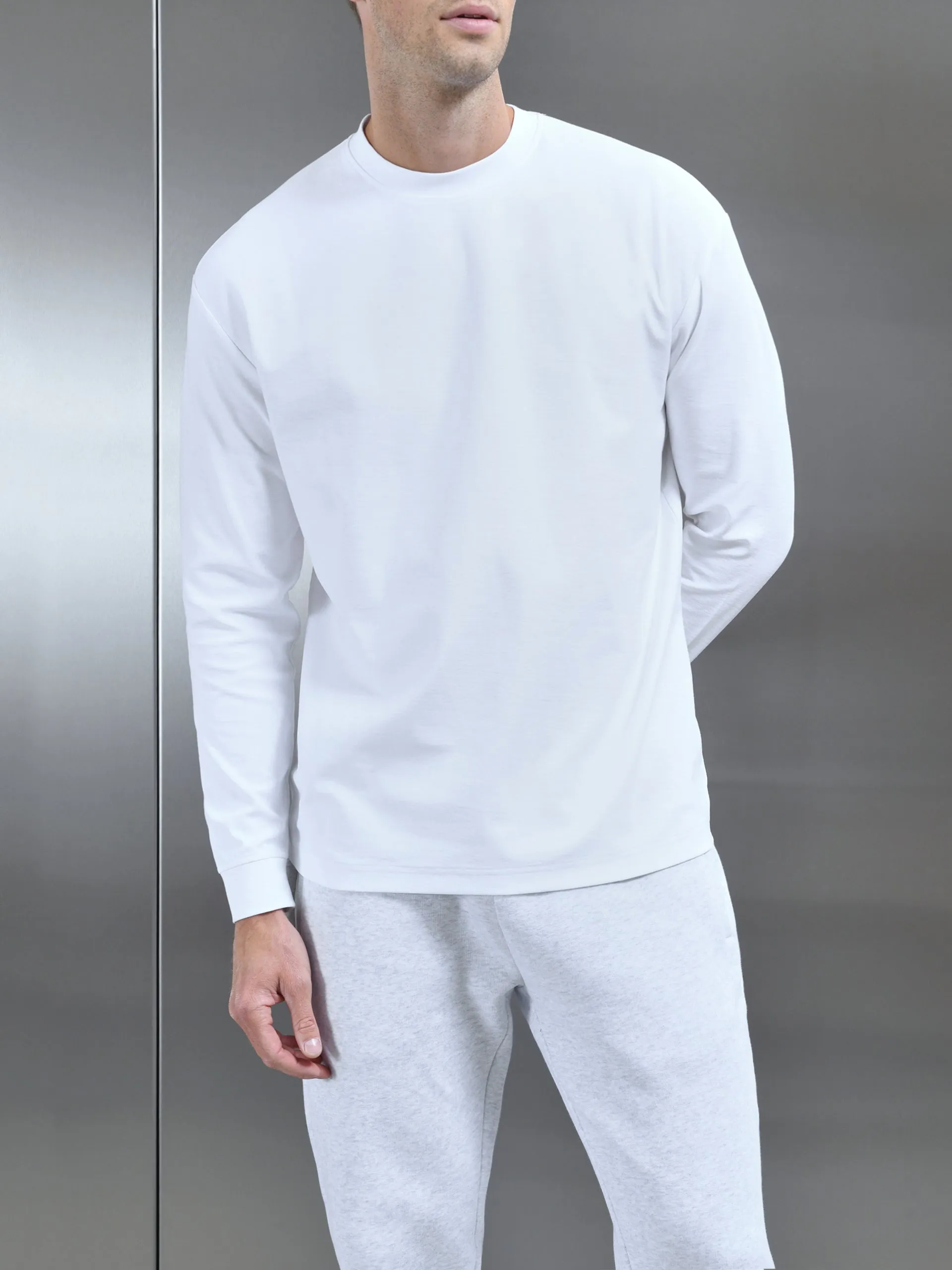 Relaxed Fit Long Sleeve T-Shirt in White