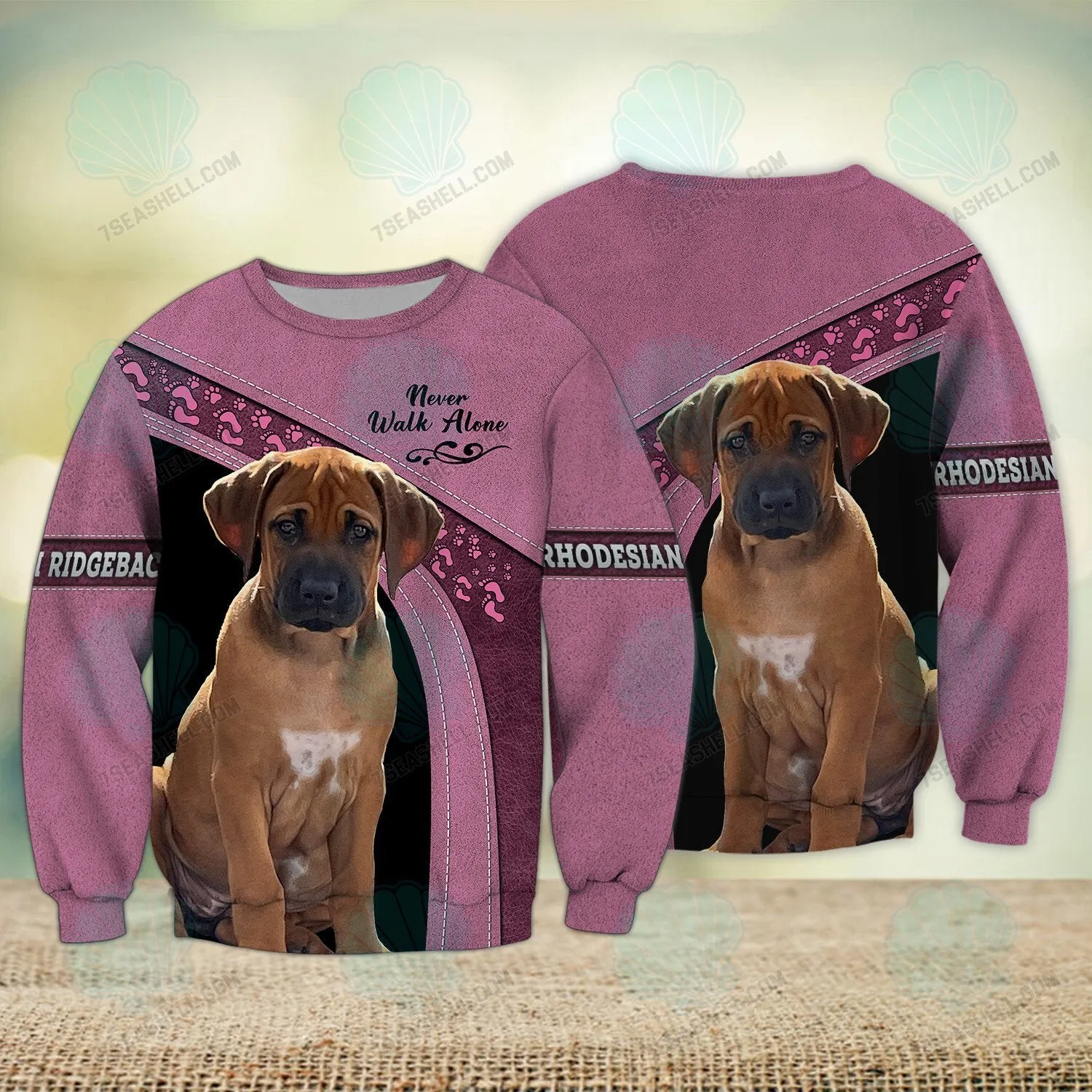 Rhodesian Ridgeback Love Pink Never Walk Alone 3D Full Print Christmas Shirts