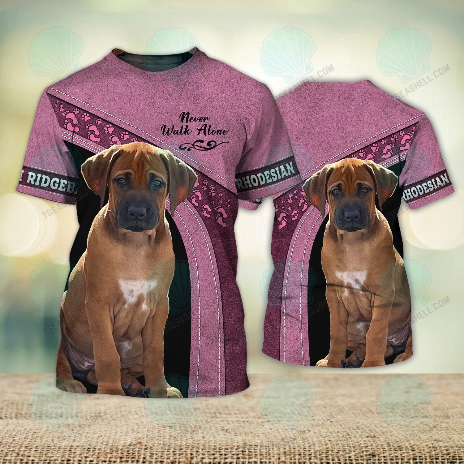 Rhodesian Ridgeback Love Pink Never Walk Alone 3D Full Print Christmas Shirts