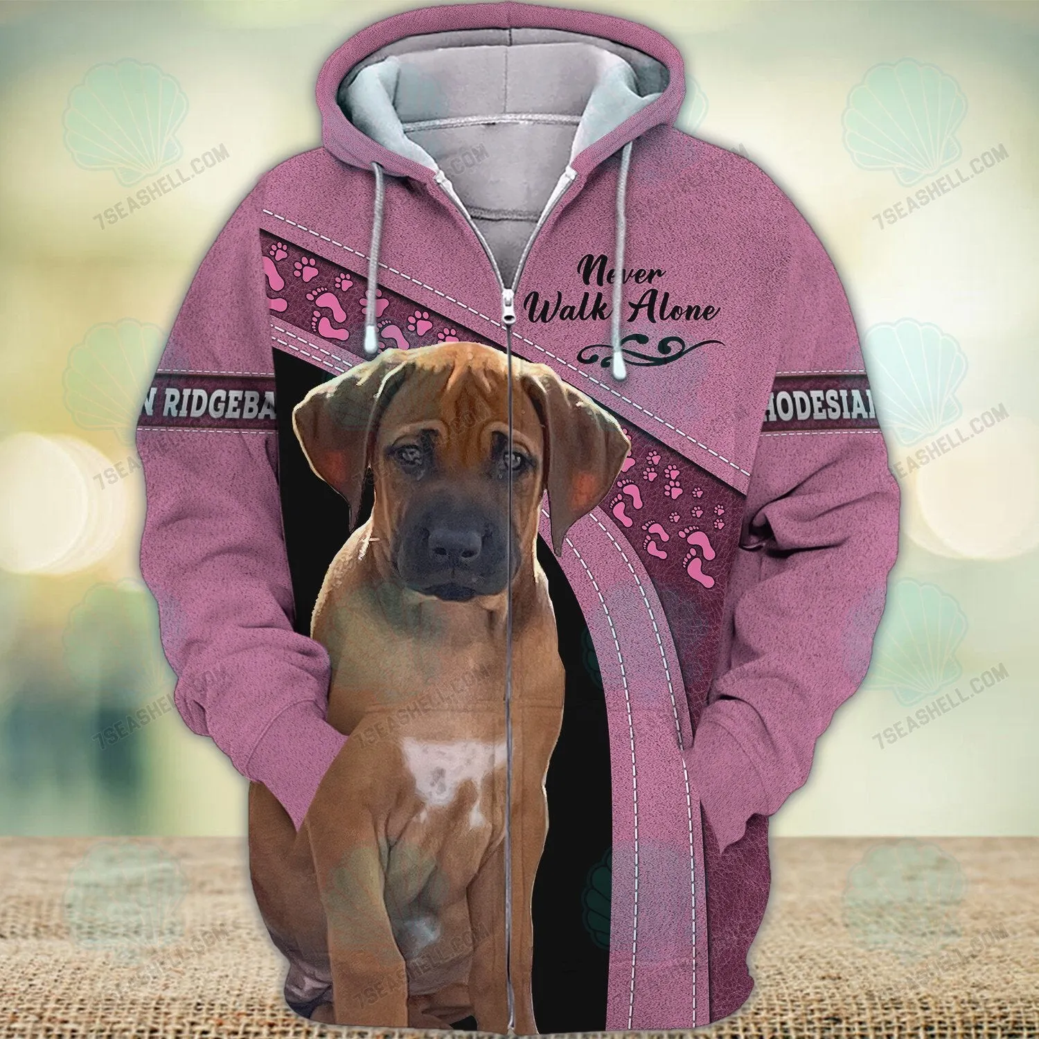 Rhodesian Ridgeback Love Pink Never Walk Alone 3D Full Print Christmas Shirts