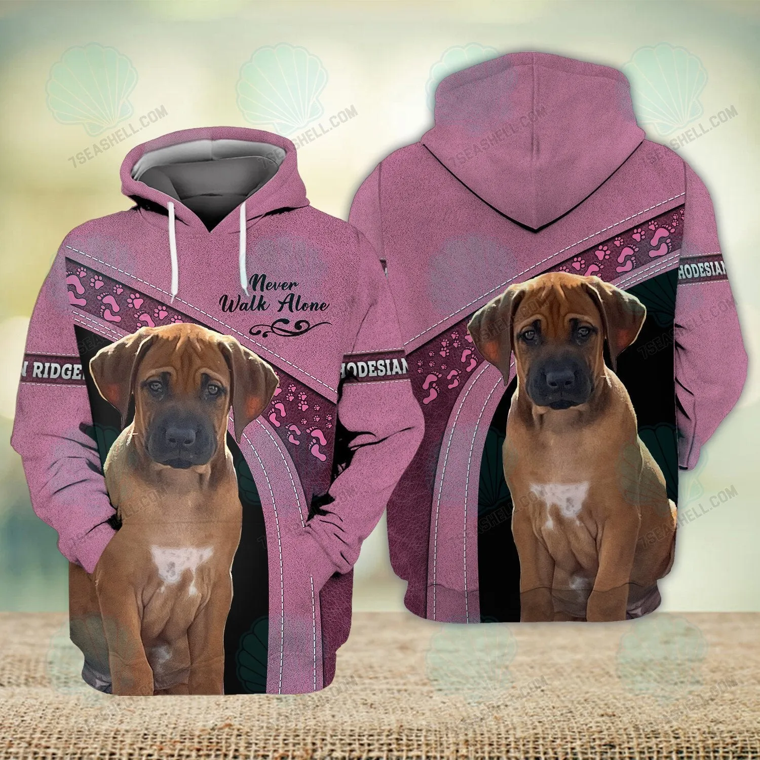 Rhodesian Ridgeback Love Pink Never Walk Alone 3D Full Print Christmas Shirts