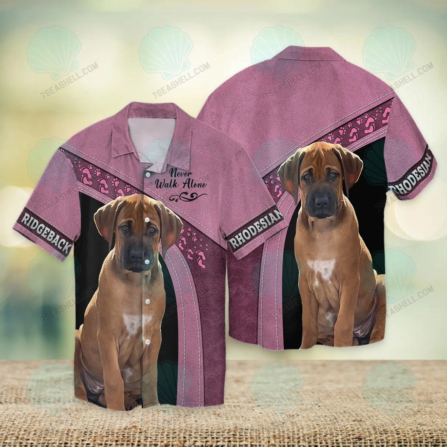 Rhodesian Ridgeback Love Pink Never Walk Alone 3D Full Print Christmas Shirts