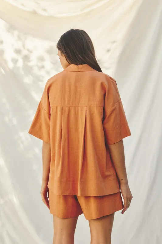 Sahara Button Down in Rust