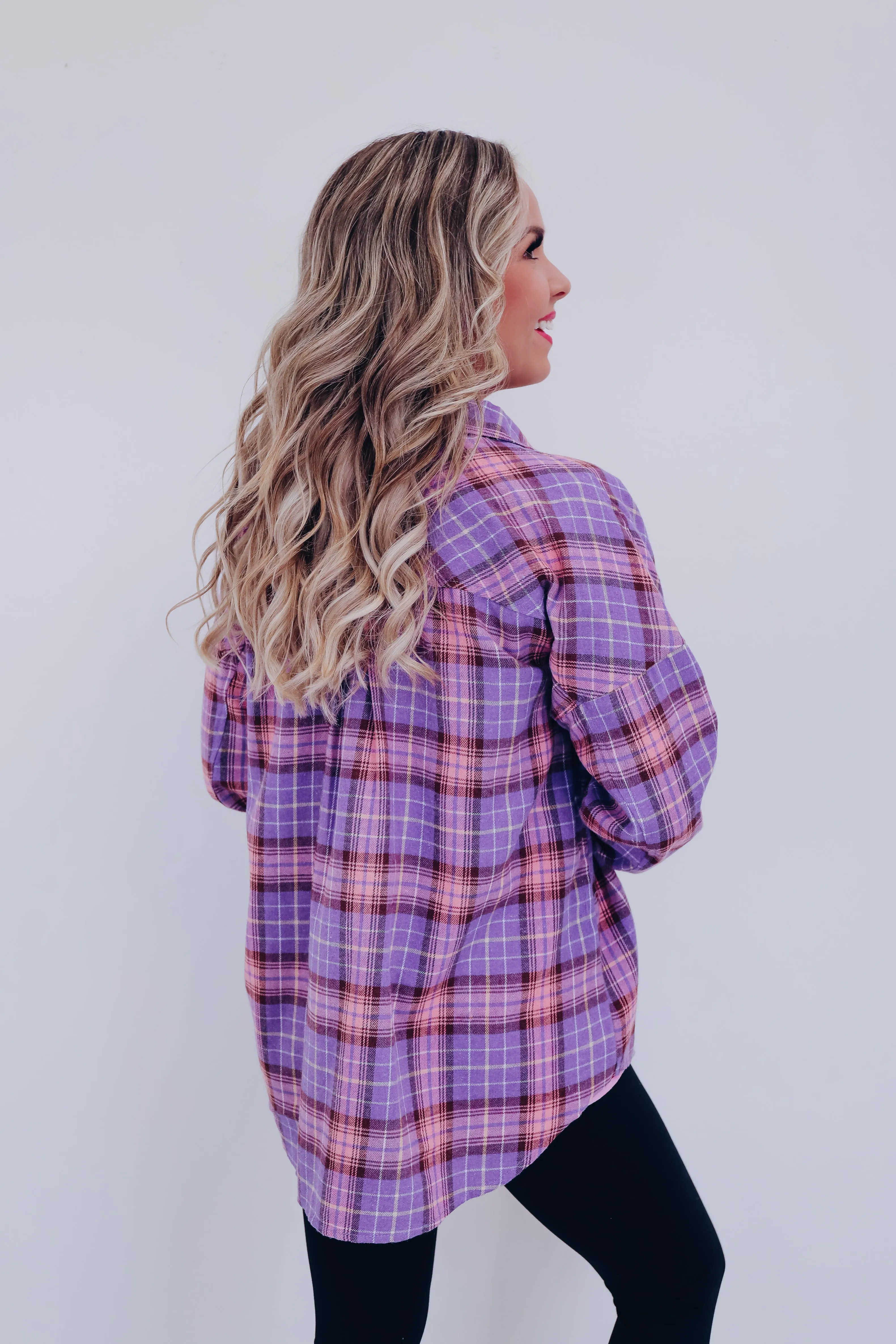 Sasha Plaid Button Down Shirt - Purple/Multi