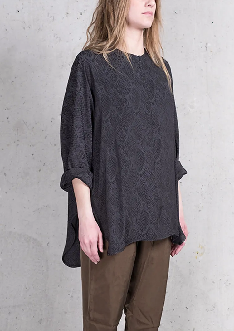 SHIRT ZIP OVERSIZED JACQUARD SATIN SNAKE BLACK