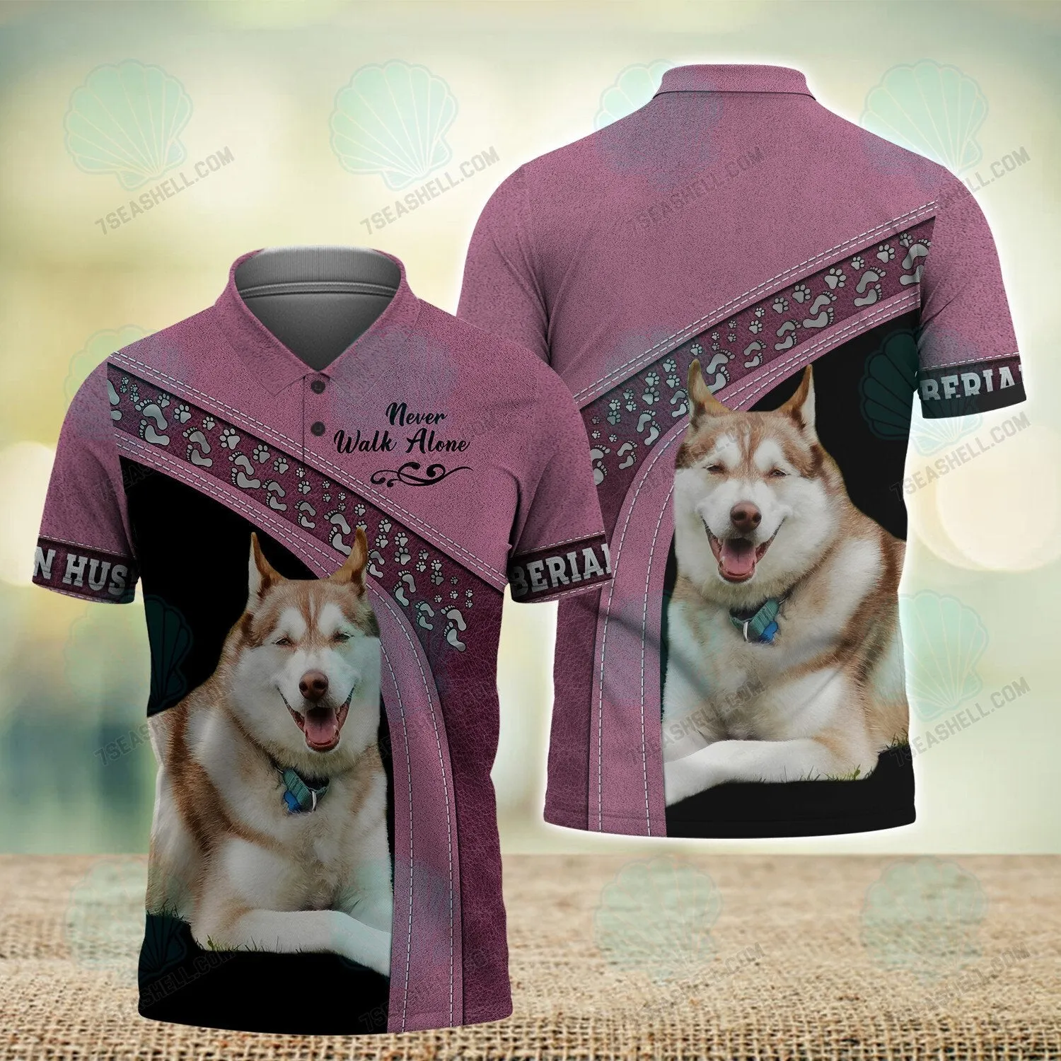 Siberian Husky Love Pink Never Walk Alone 3D Full Print Shirts, Christmas Dog Memorial Gifts for loss of Dog