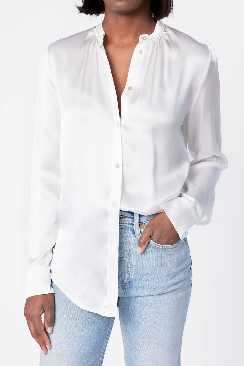 Silk Satin Shirt in White