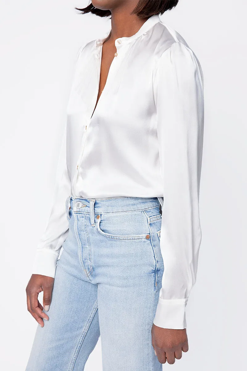 Silk Satin Shirt in White