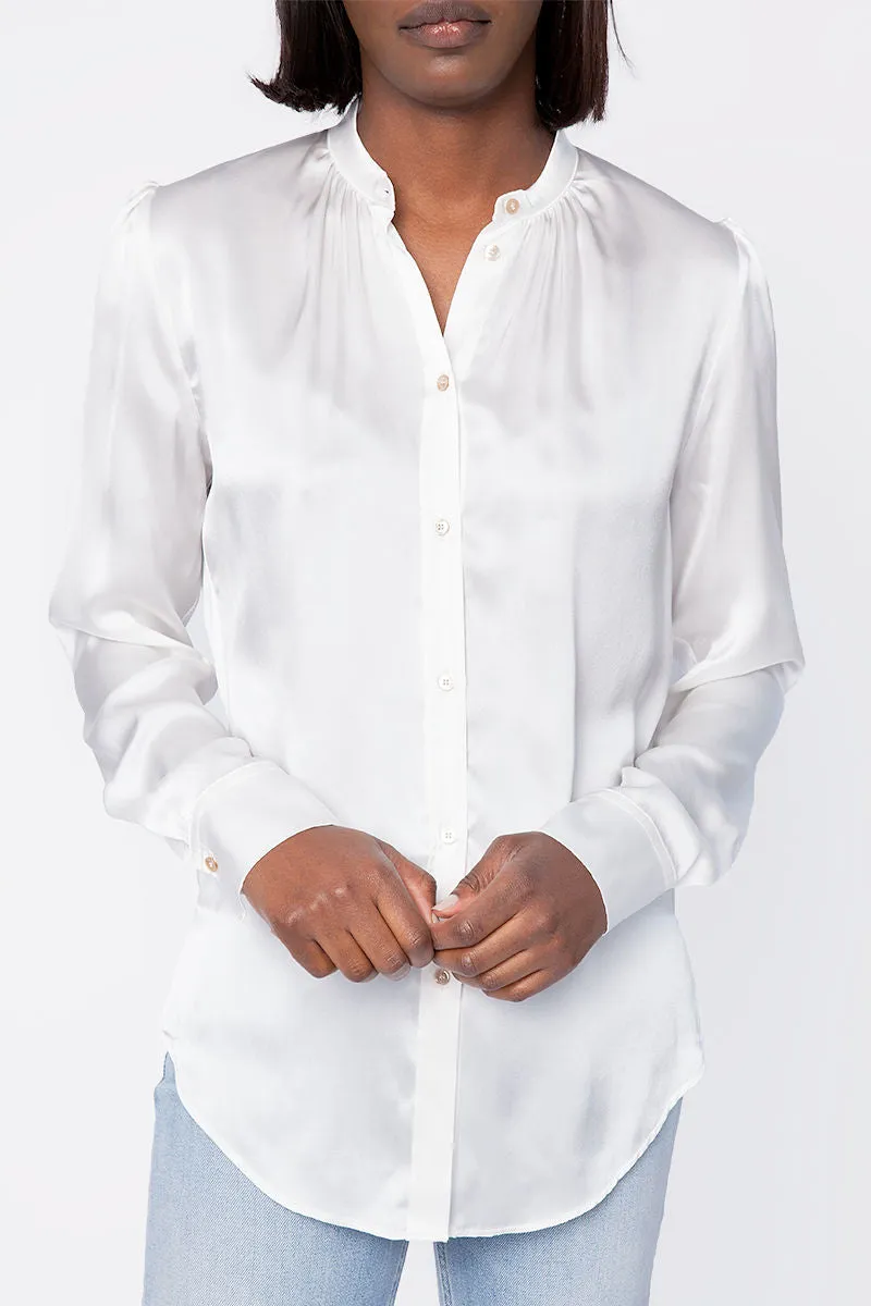 Silk Satin Shirt in White