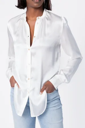 Silk Satin Shirt in White