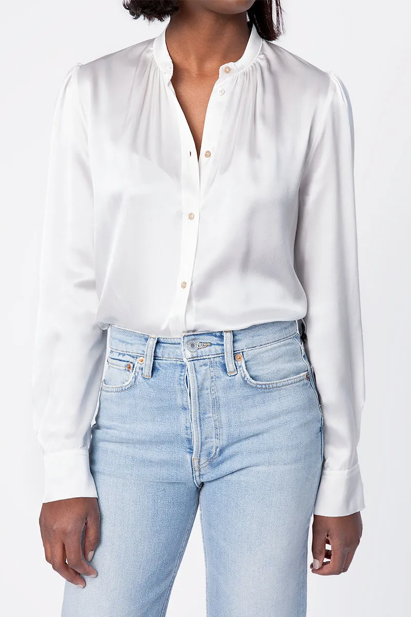 Silk Satin Shirt in White