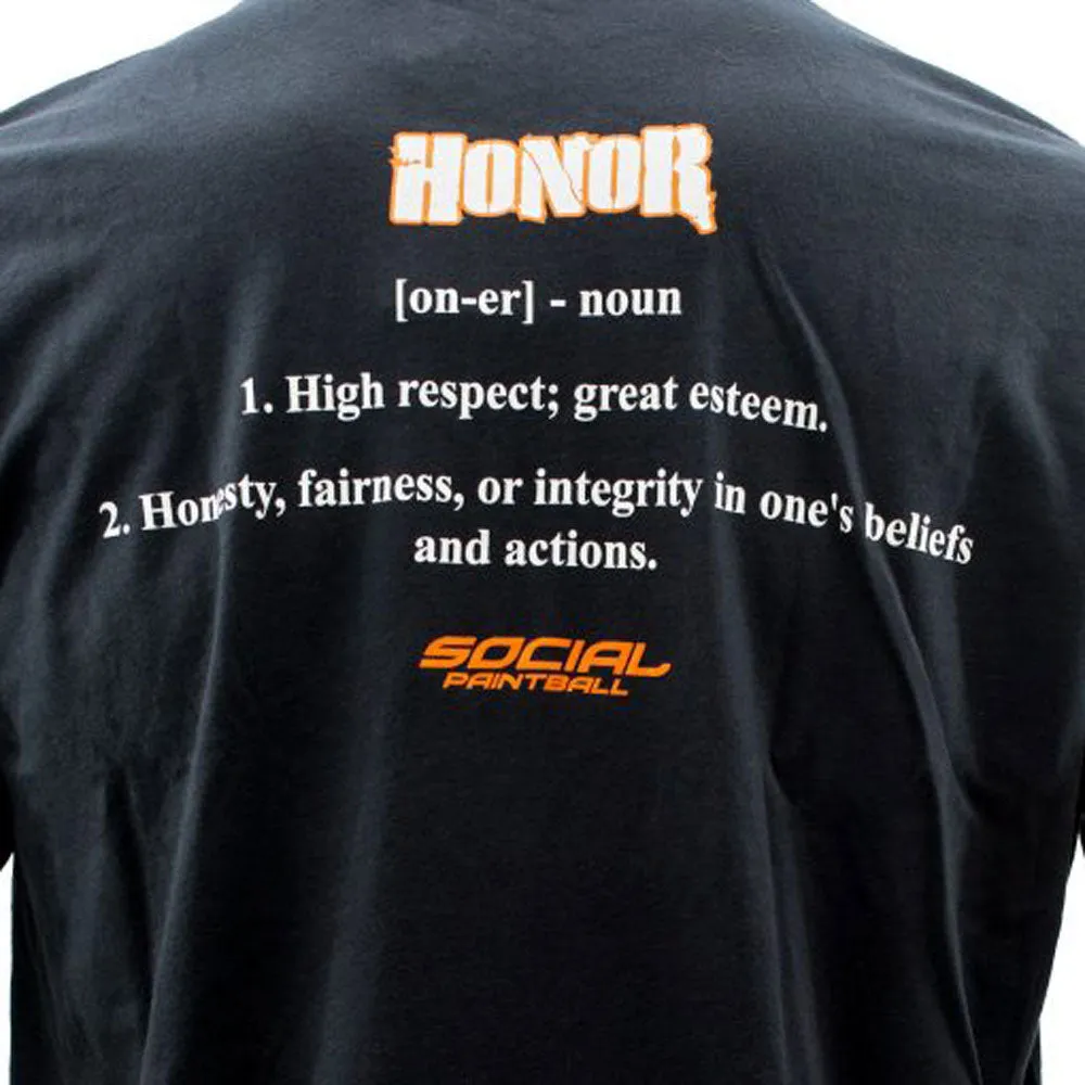 Social Paintball Honor Crew T-Shirt Black/Orange - Medium