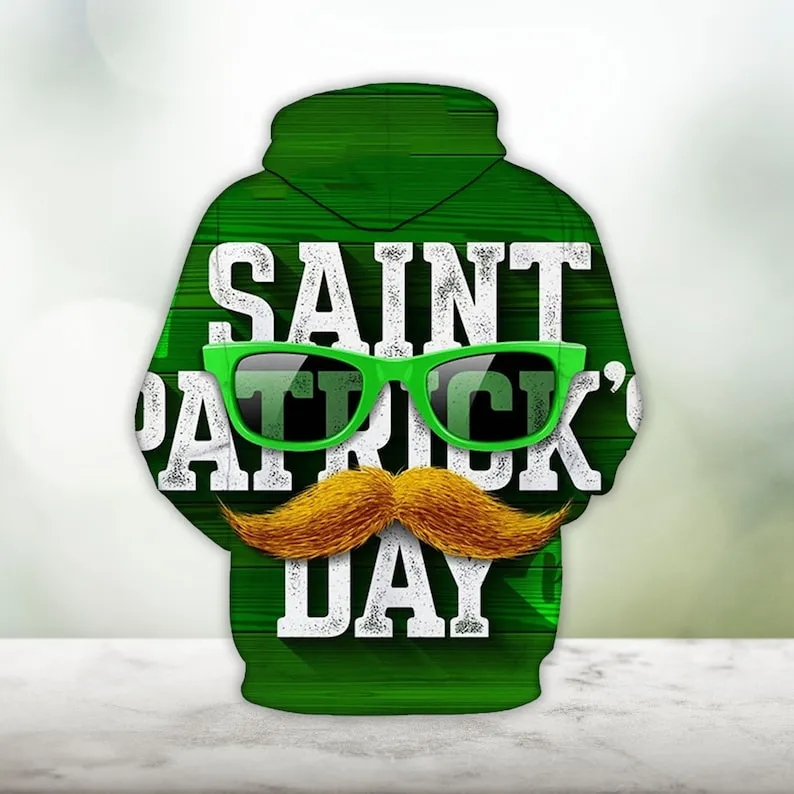 St. Patrick's Day Casual 3D Digital Printing Hoodie Gift For Friends Birthday Holiday