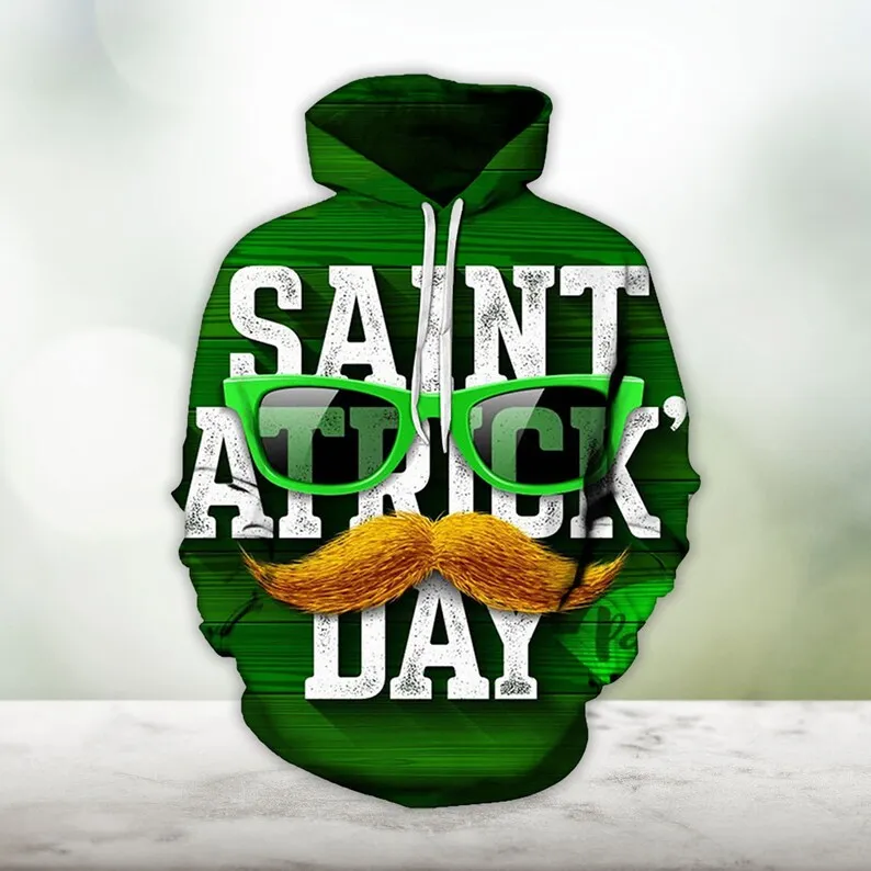 St. Patrick's Day Casual 3D Digital Printing Hoodie Gift For Friends Birthday Holiday