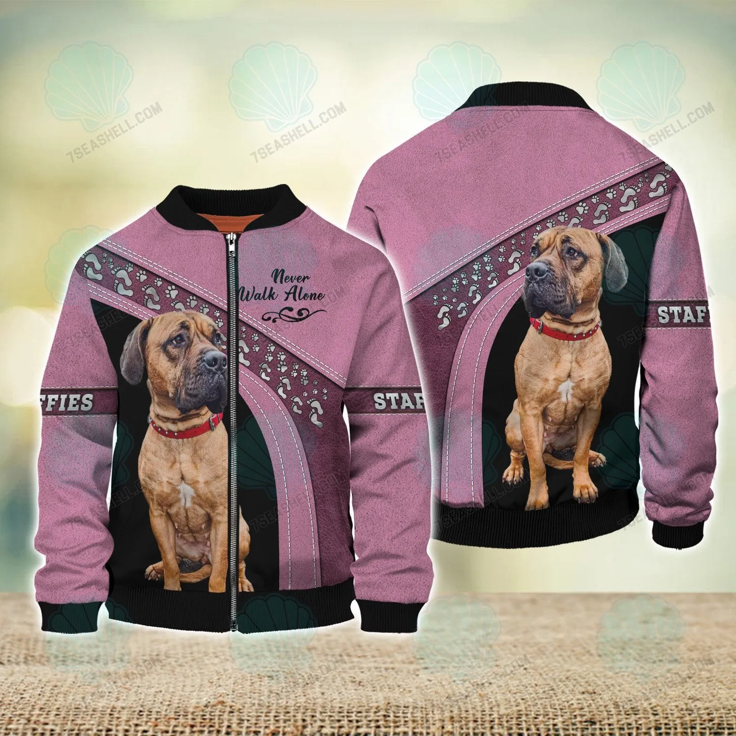 Staffies Love Never Walk Alone Love 3D Full Print Shirts, Christmas Dog Memorial Gifts for loss of Dog