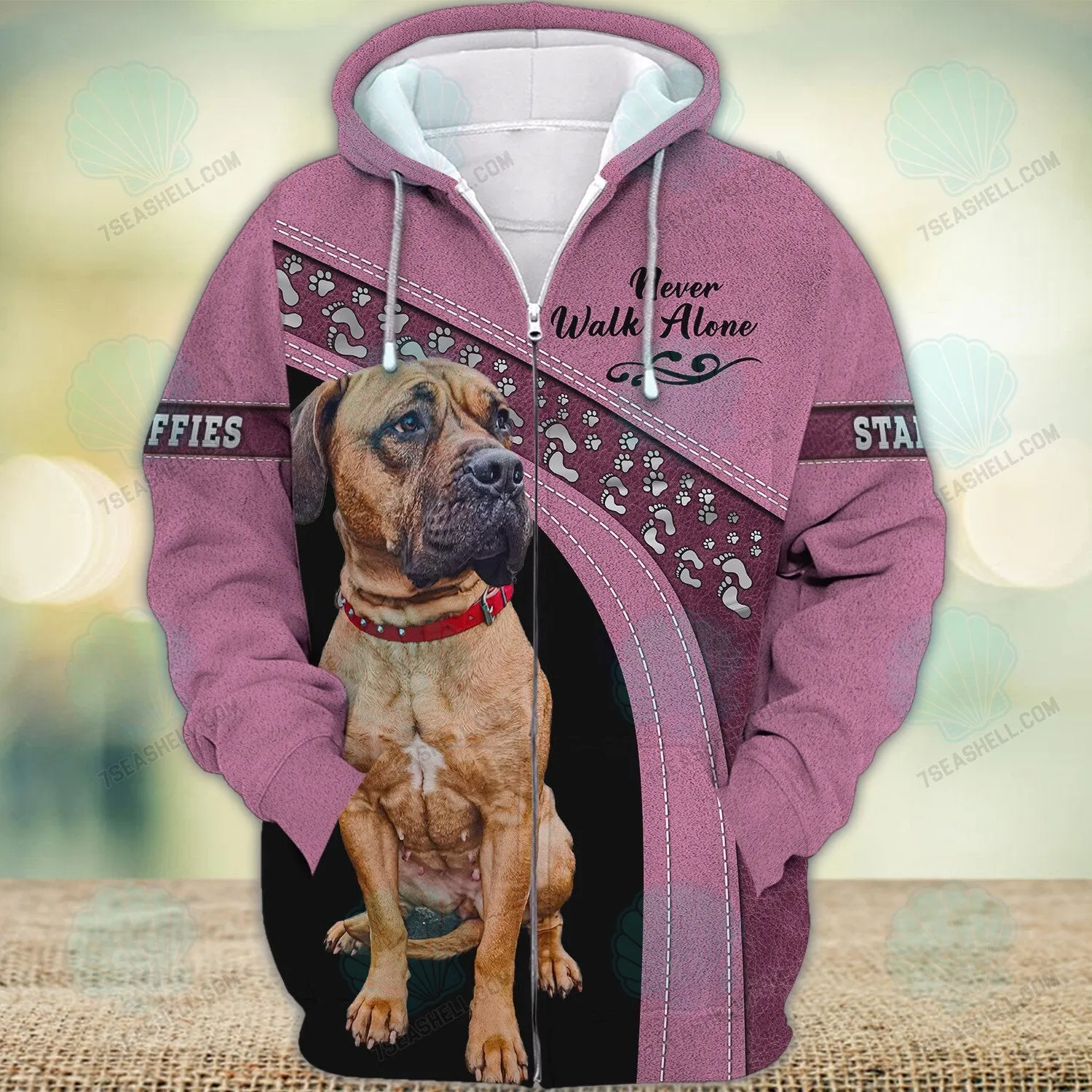 Staffies Love Never Walk Alone Love 3D Full Print Shirts, Christmas Dog Memorial Gifts for loss of Dog