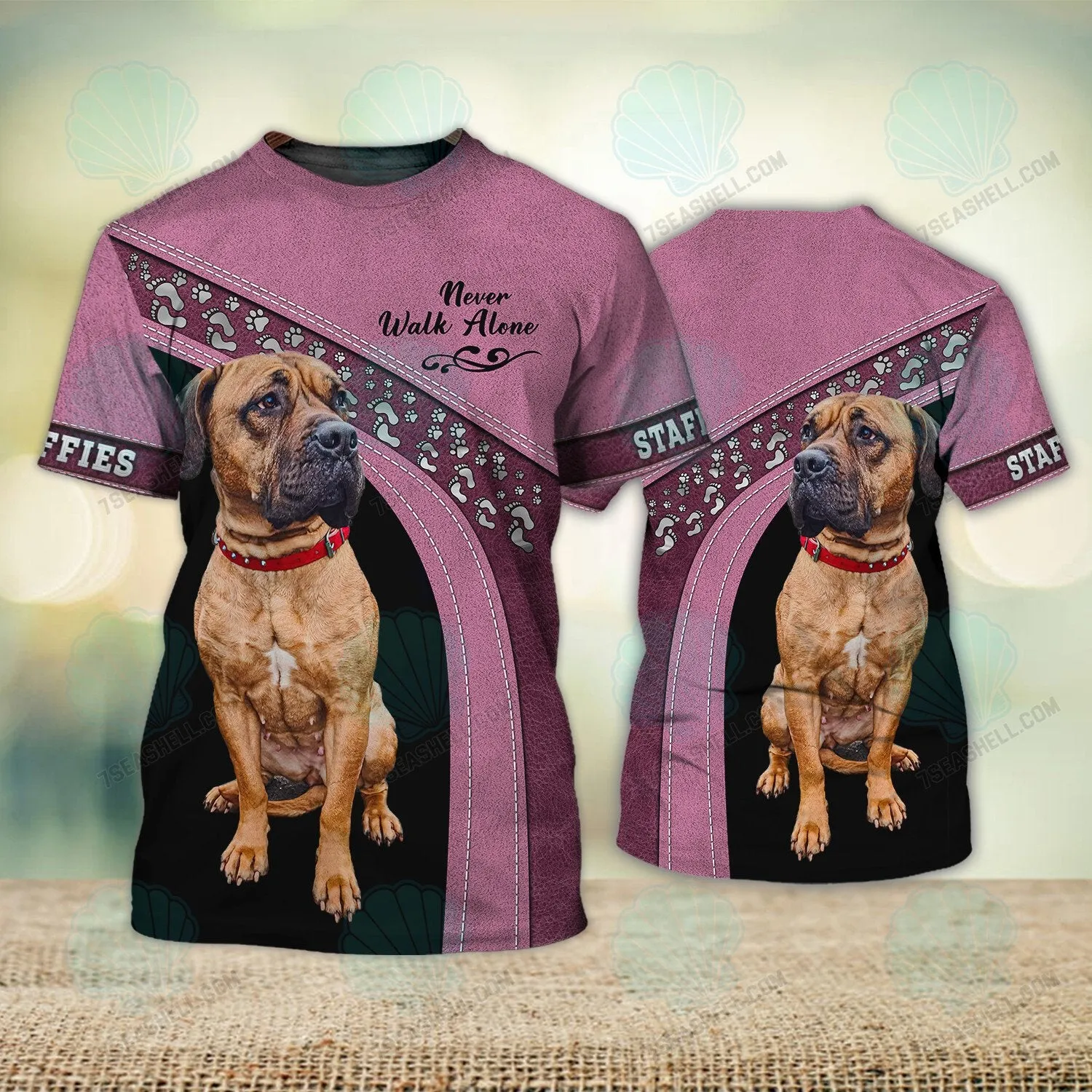 Staffies Love Never Walk Alone Love 3D Full Print Shirts, Christmas Dog Memorial Gifts for loss of Dog