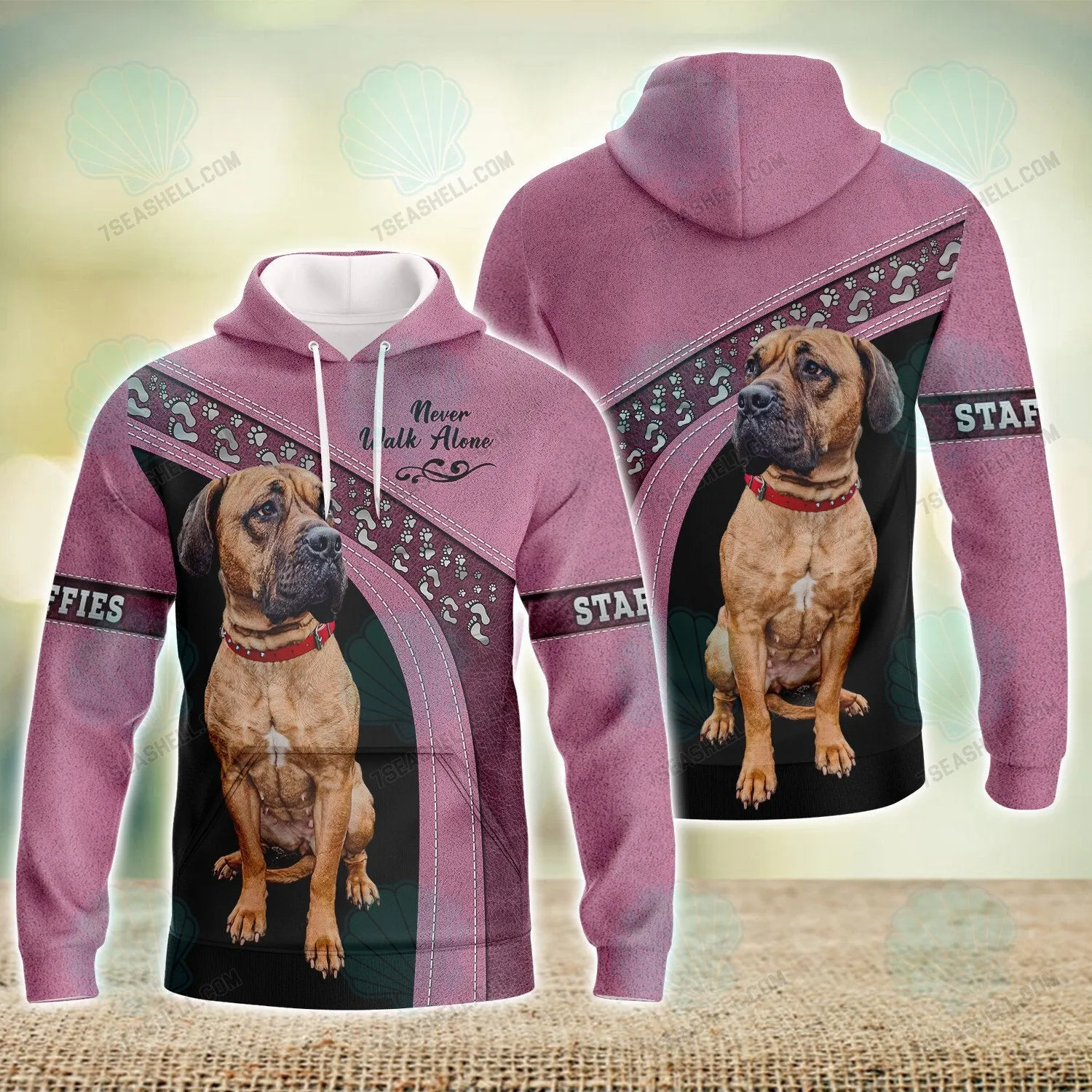 Staffies Love Never Walk Alone Love 3D Full Print Shirts, Christmas Dog Memorial Gifts for loss of Dog