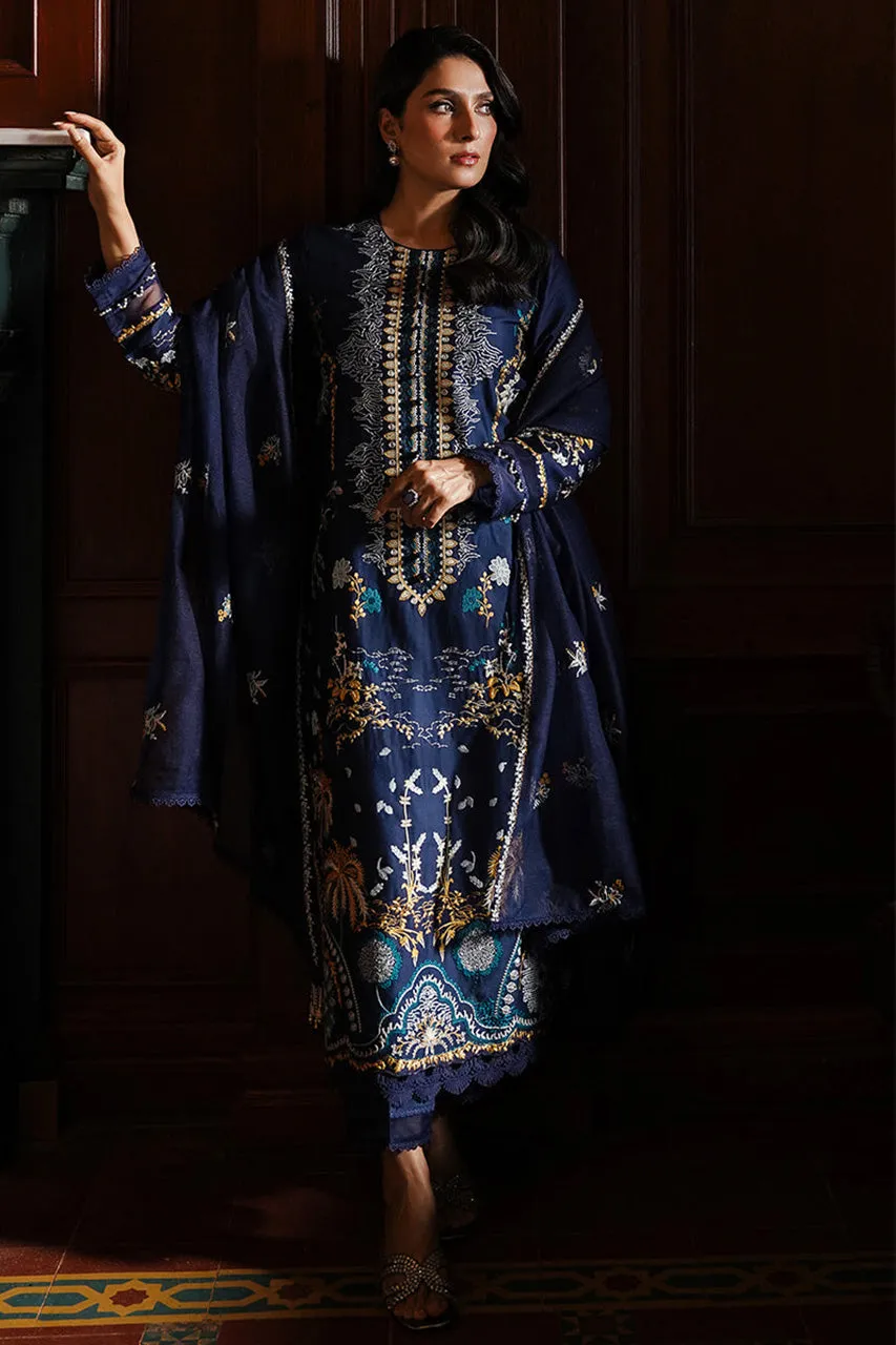 STAIN DE LUXE'24-CELESTIAL NAVY-3PC SATIN EMBROIDERED SUIT