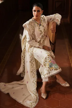 STAIN DE LUXE'24-IVORY GARDEN-3PC SATIN EMBROIDERED SUIT