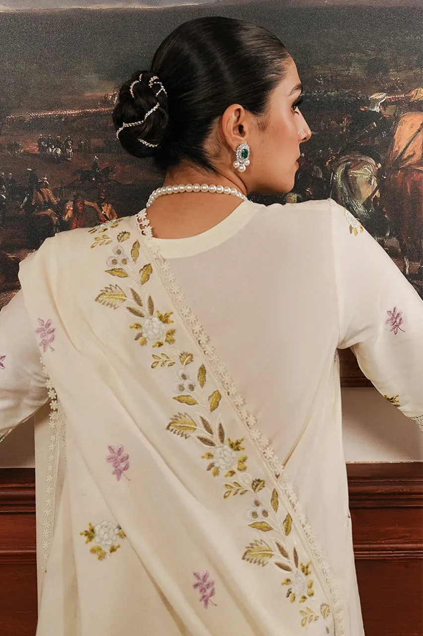 STAIN DE LUXE'24-IVORY GARDEN-3PC SATIN EMBROIDERED SUIT