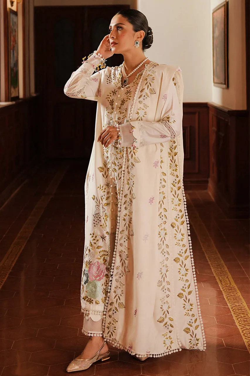 STAIN DE LUXE'24-IVORY GARDEN-3PC SATIN EMBROIDERED SUIT