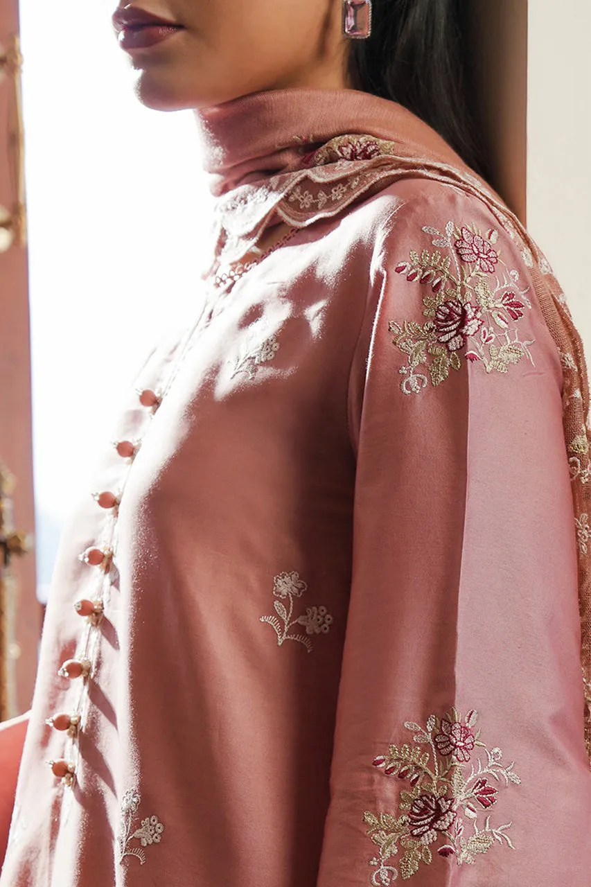 STAIN DE LUXE'24-MYSTIC PINK-3PC SATIN EMBROIDERED SUIT