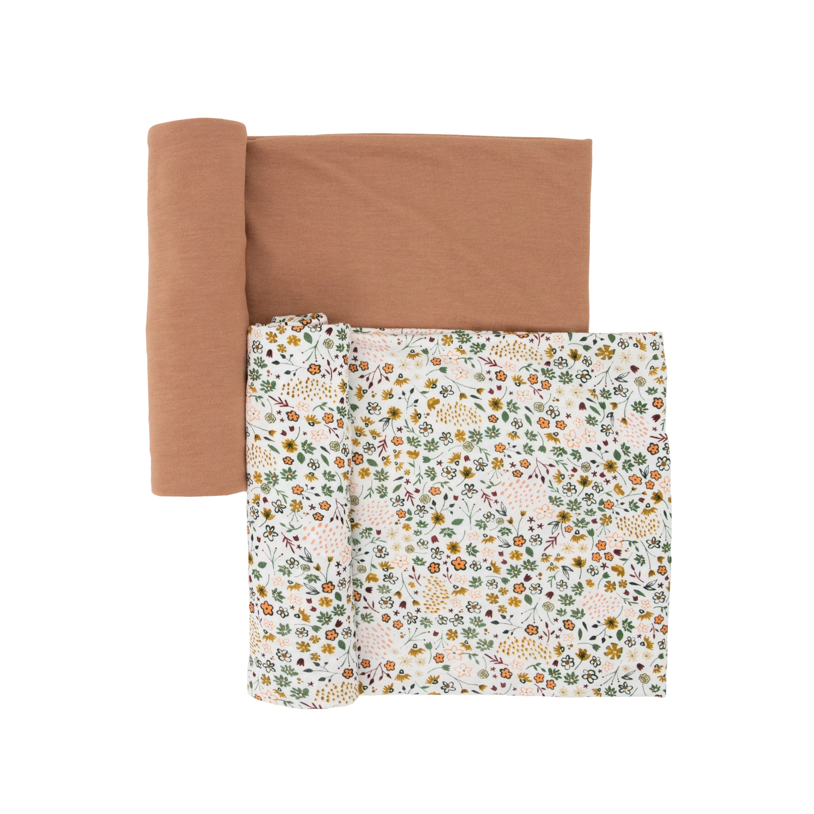 Stretch Knit Swaddle Blanket 2 Pack - Pressed Petals