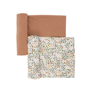 Stretch Knit Swaddle Blanket 2 Pack - Pressed Petals