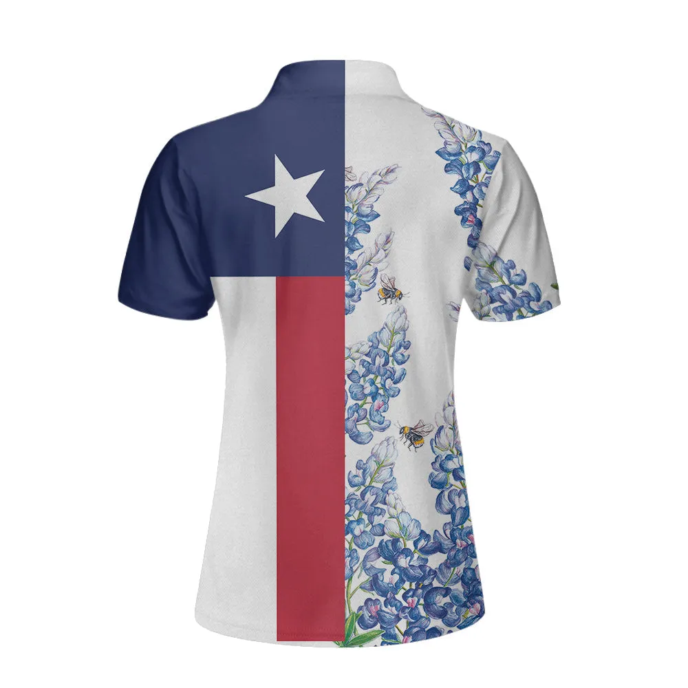 Texas Flag Bluebonnets Polo Shirt For Woman Short Sleeve Women Polo Shirt Coolspod