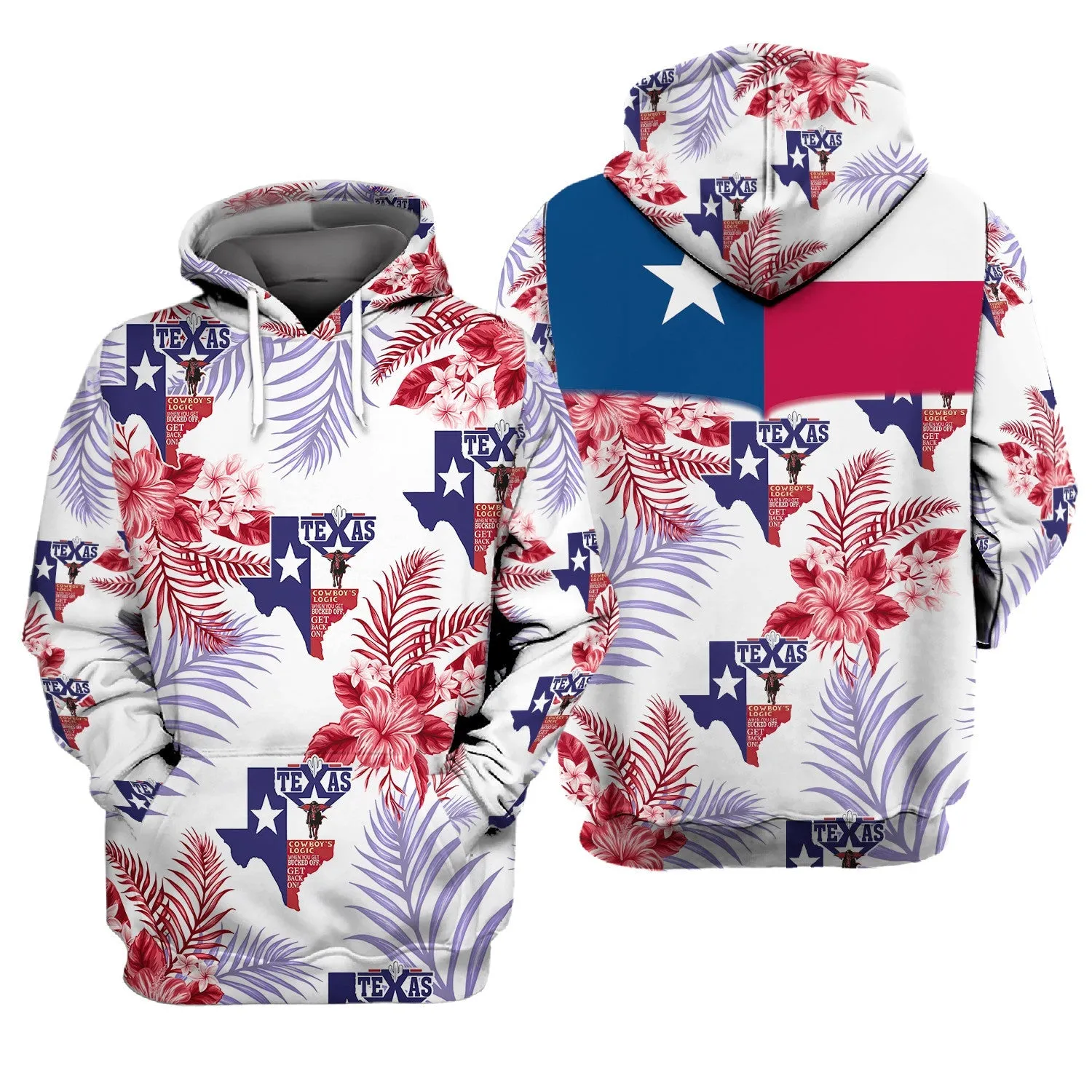 Texas Flag Flower Pattern 3D Full Print Shirt, Perfect Christmas Shirt for Texas Lovers