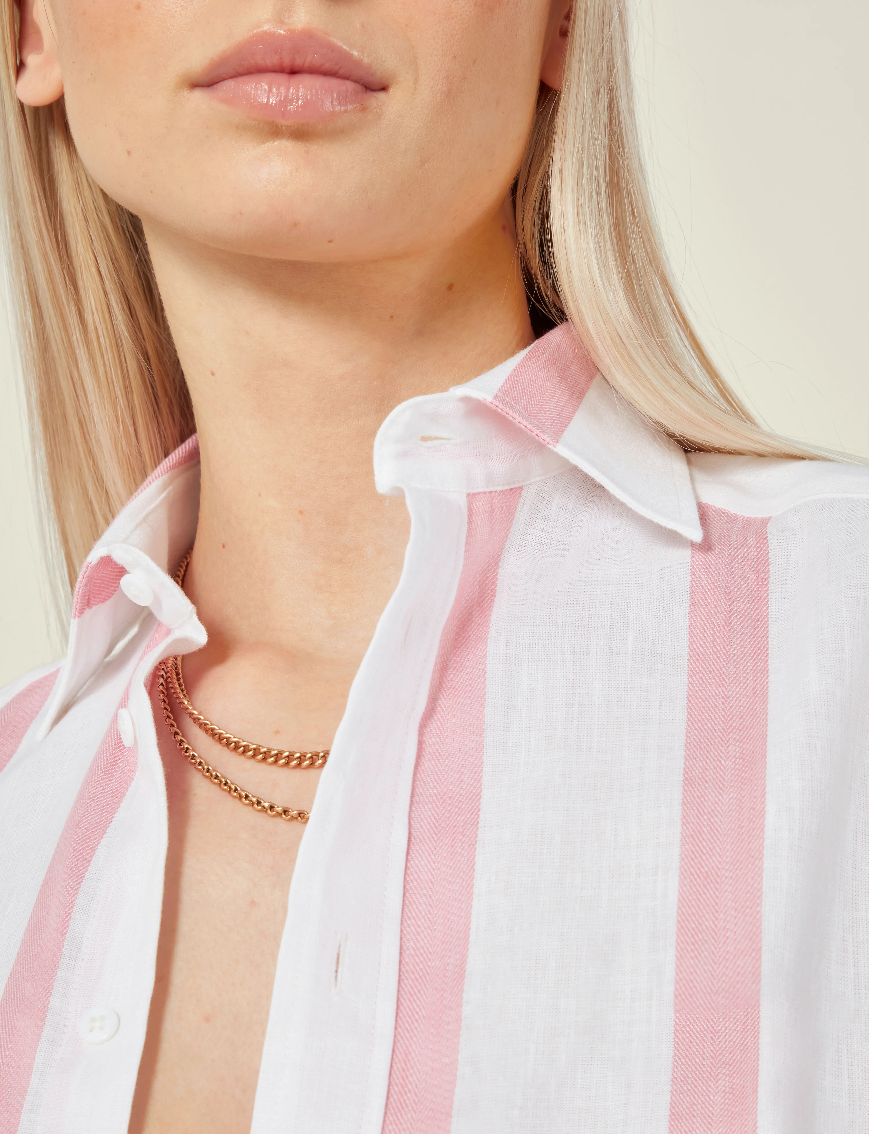 The Boyfriend: Weave, Grapefruit Pink Stripe