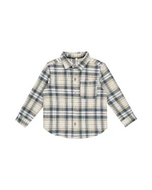 The Collared Long Sleeve Shirt by Rylee   Cru - Indigo Plaid - BABY