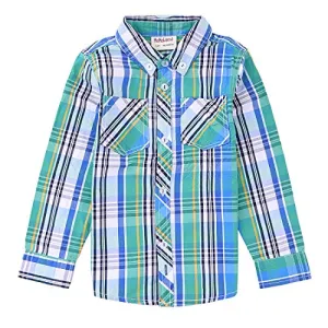 Toddler Boy Long Sleeve Green Plaid Shirt