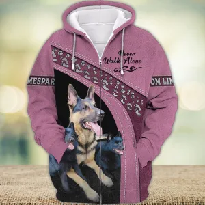 Vom Limespark Never Walk Alone Love Pink 3D Full Print Shirts, Shirt For Dog Lovers