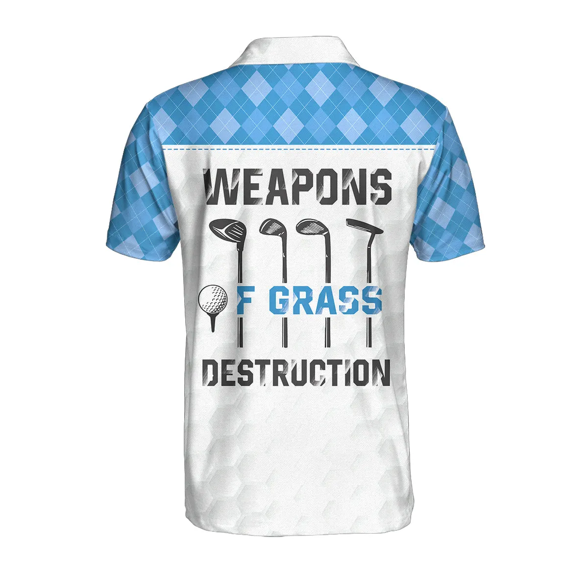 Weapons Of Grass Destruction Short Sleeve Polo Shirt, Golf Texture Blue Argyle Pattern Polo Shirt, Best Golf Shirt For Men Coolspod