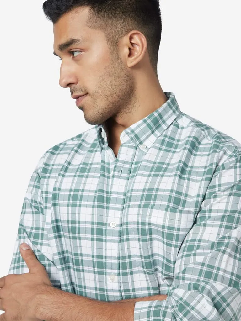 WES Casuals Sage Checkered Relaxed-Fit Shirt