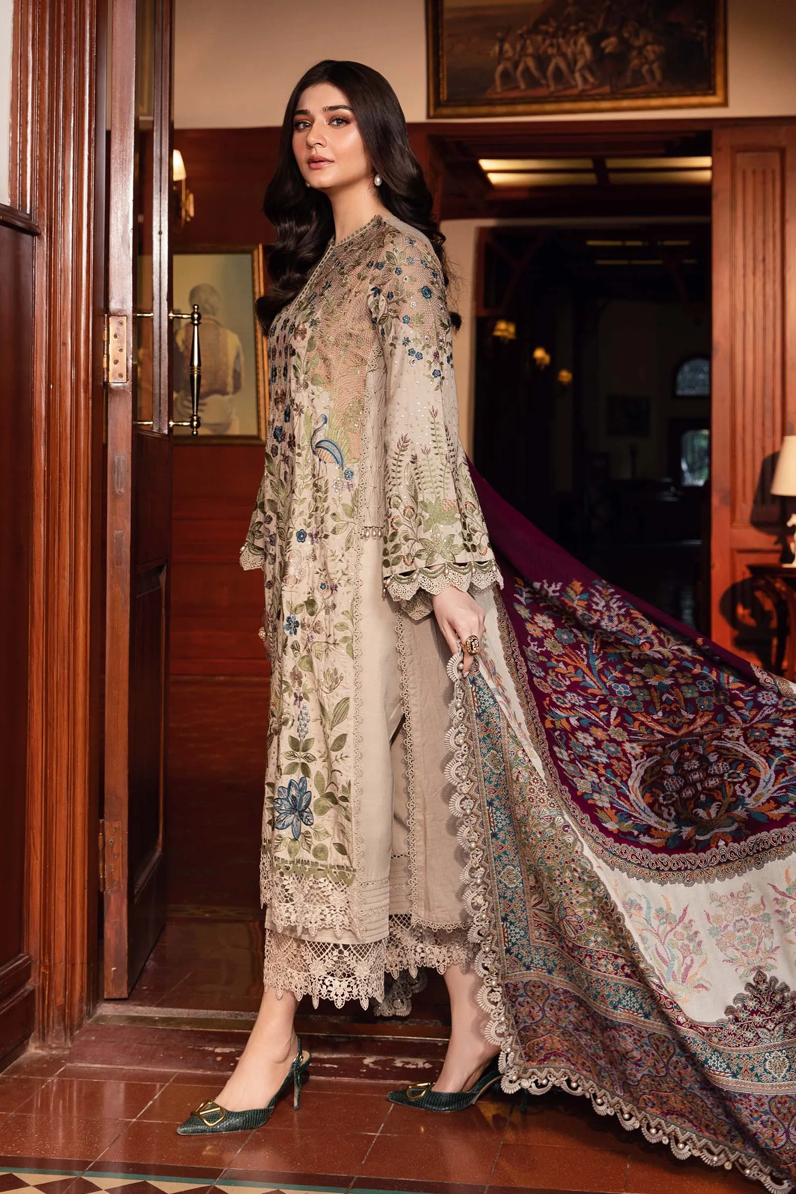 Winter Luxe'24 - 3 Piece Unstitched Embroidered Linen Suit | DL-1211