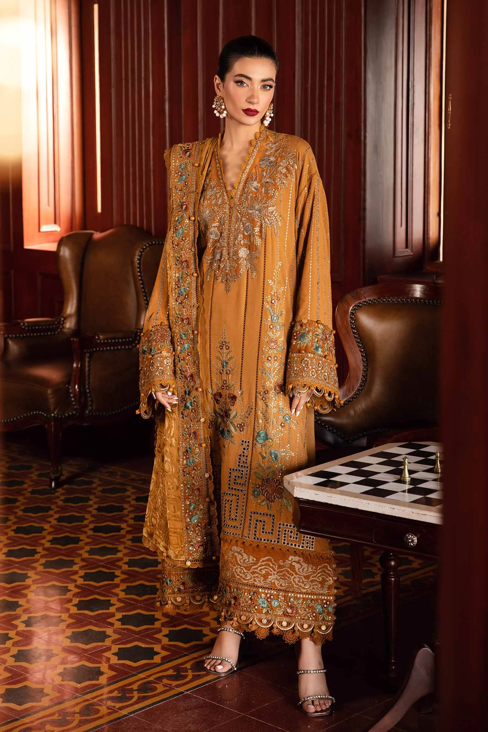 Winter Luxe'24 - 3 Piece Unstitched Embroidered Twill Linen Suit | DL-1207