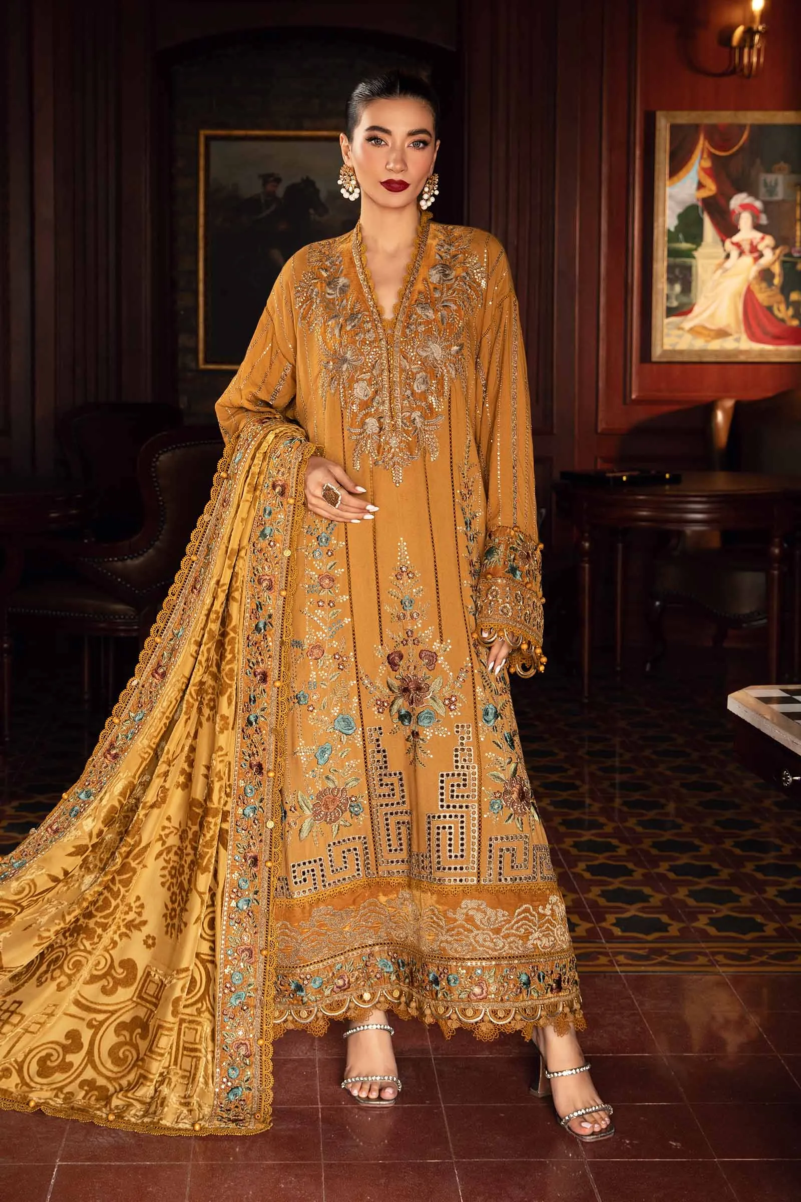 Winter Luxe'24 - 3 Piece Unstitched Embroidered Twill Linen Suit | DL-1207