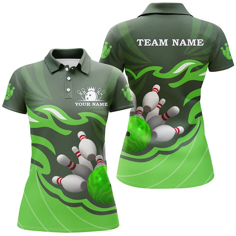 Women Bowling Polo Shirt Multicolor Water, Custom bowling ball pins team Shirt, Personalized bowling gift