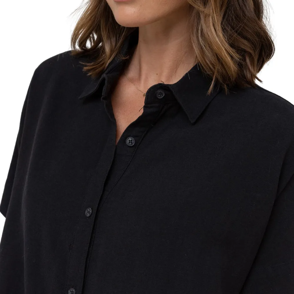 Womens Classic Shirt Dress Black