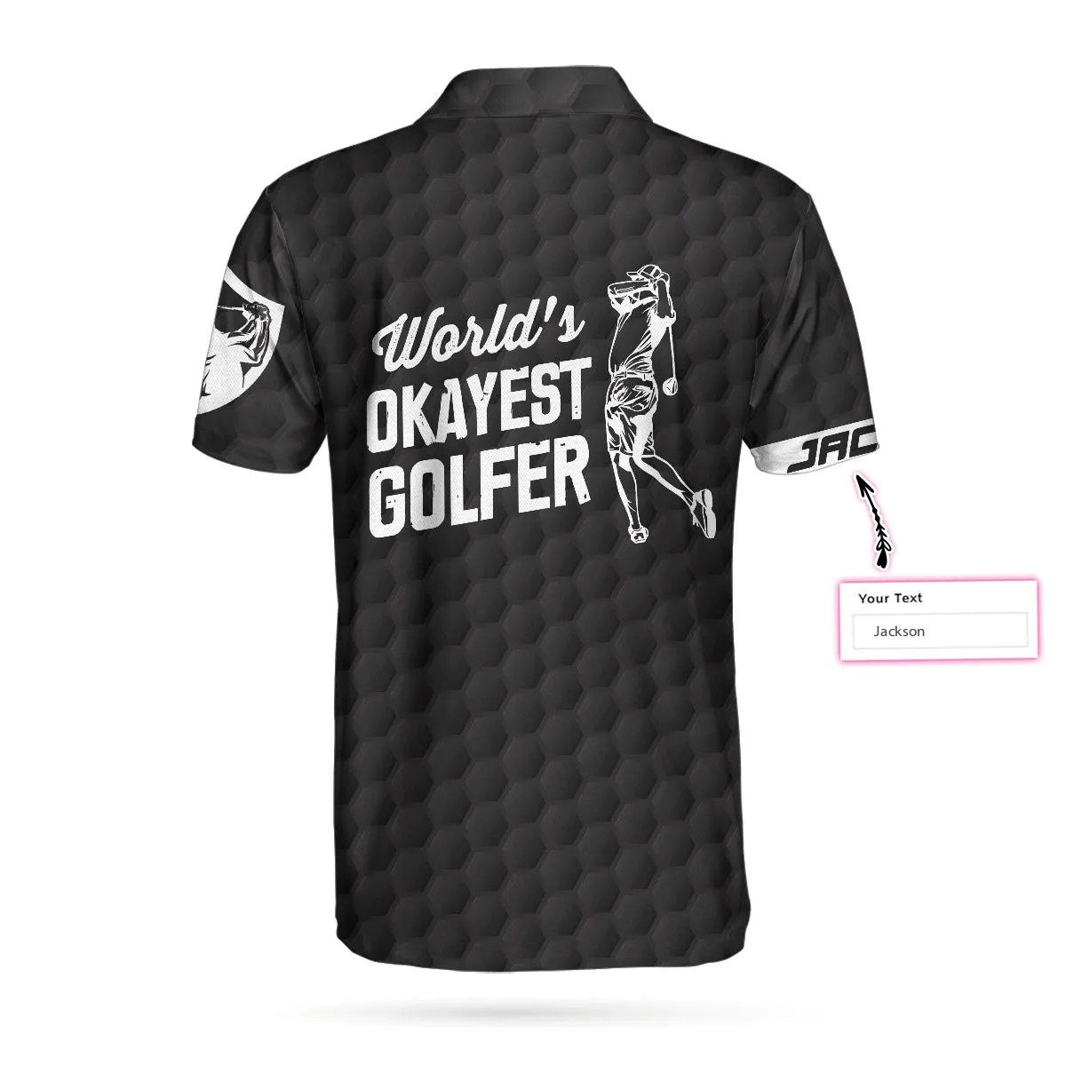 World's Okayest Golfer Custom Polo Shirt, Personalized Black American Flag Golf Shirt For Men