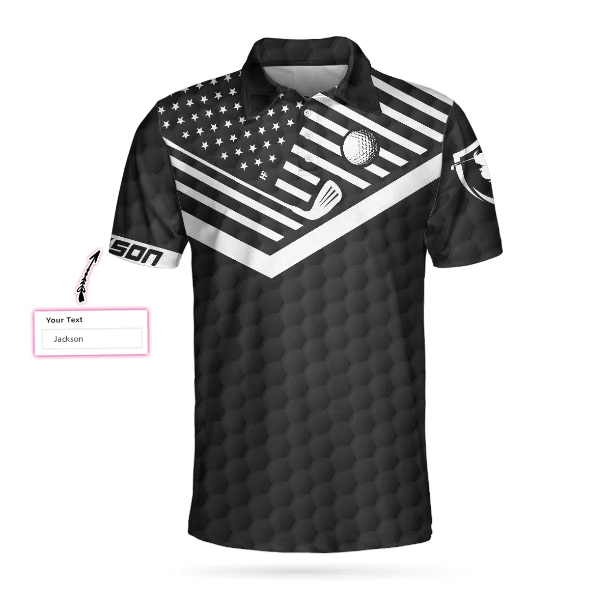 World's Okayest Golfer Custom Polo Shirt, Personalized Black American Flag Golf Shirt For Men