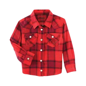 Wrangler Girl's Shirt Plaid Red Long Sleeve Shirt