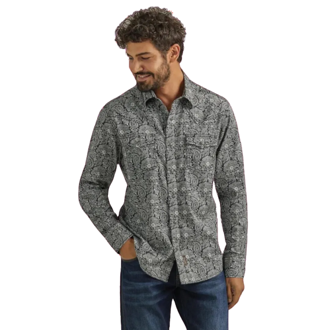 Wrangler Men's Retro Premium Long Sleeve Navy Shirt