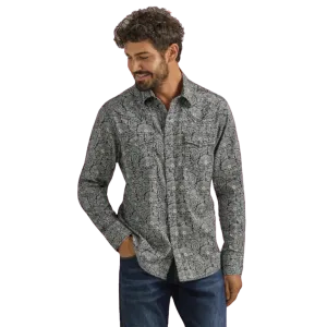 Wrangler Men's Retro Premium Long Sleeve Navy Shirt